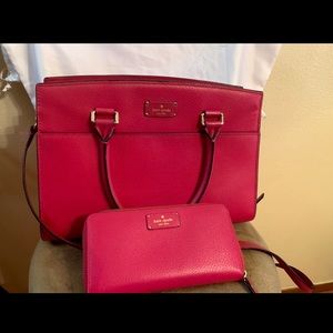 Pink Kate Spade Hang Bag with wallet